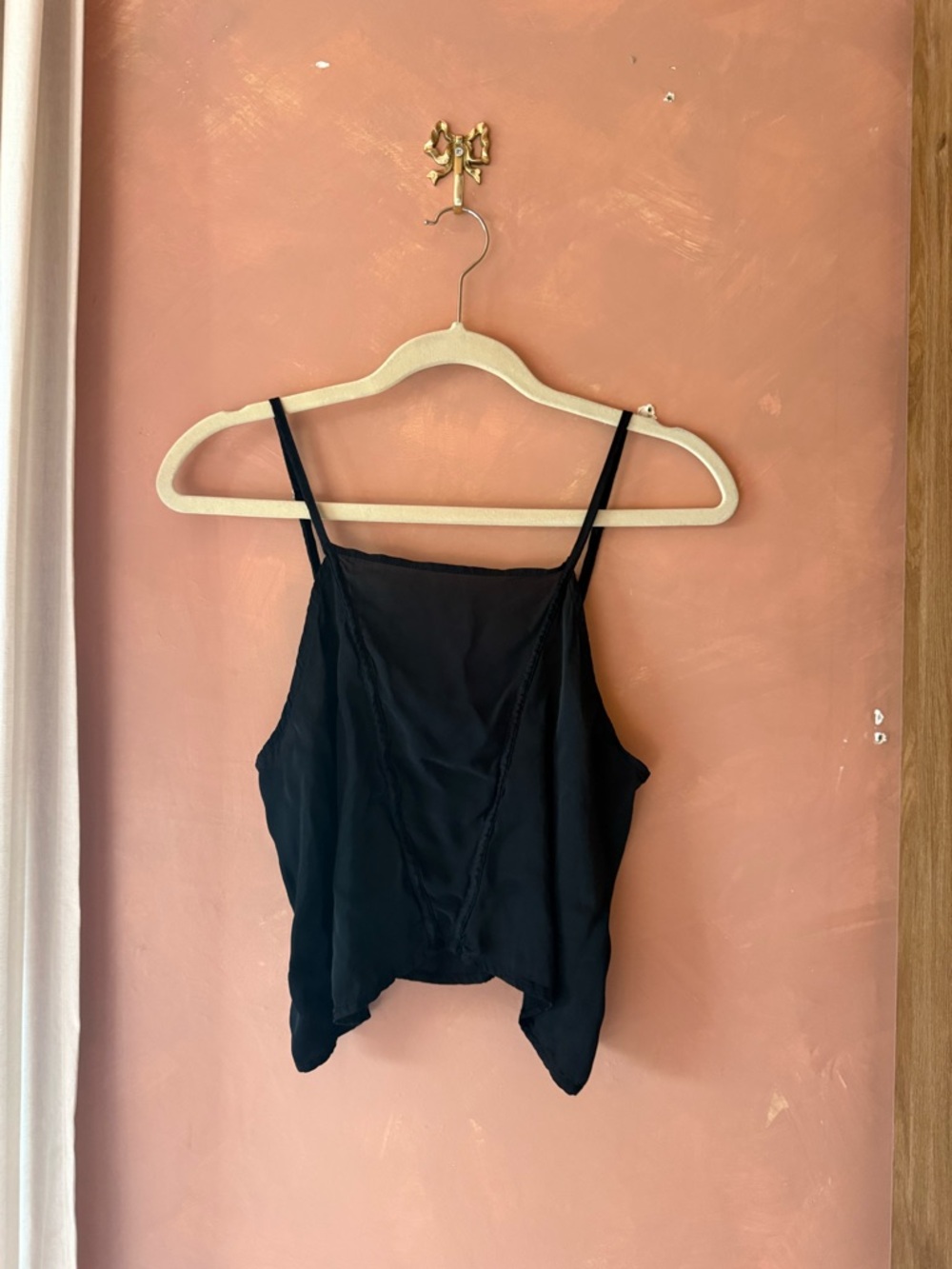 Indah Black Spaghetti Strap Silk Camisole
